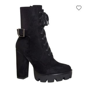 Black Suede Ankle Boots with Heel